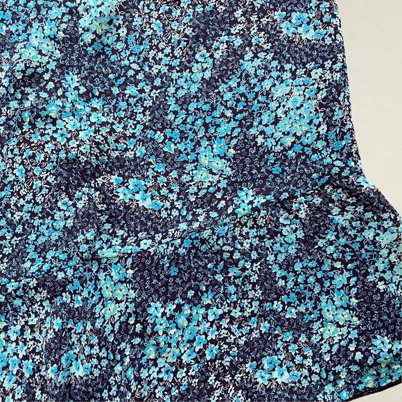 Blue ditsy floral flounce flare hem skirt, bohemian hippie fairy y2k - Picture 5 of 7